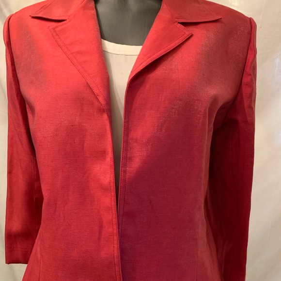 Key Unger Elegant Red Linen 70% 30%polyester Jacket - Picture 6 of 6